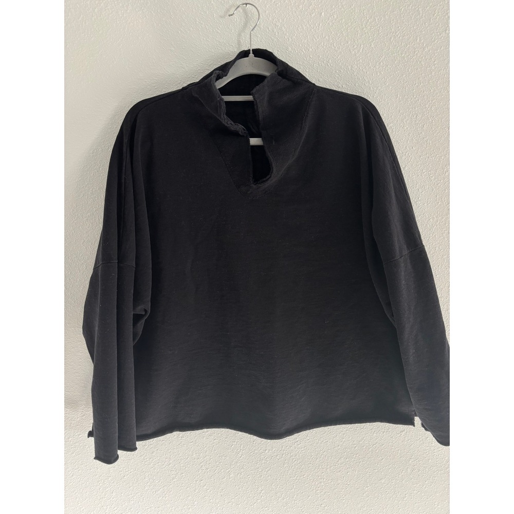 Womens‎ Lagenlook Sweatshirt Large Black Reversible Chunky Thick Travel Cotton